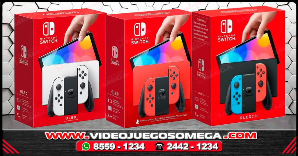 Nintendo Switch OLED vista frontal con pantalla de 7 pulgadas