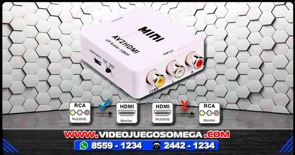 Convertidor AV a HDMI 1080p ideal para consolas retro en Costa Rica