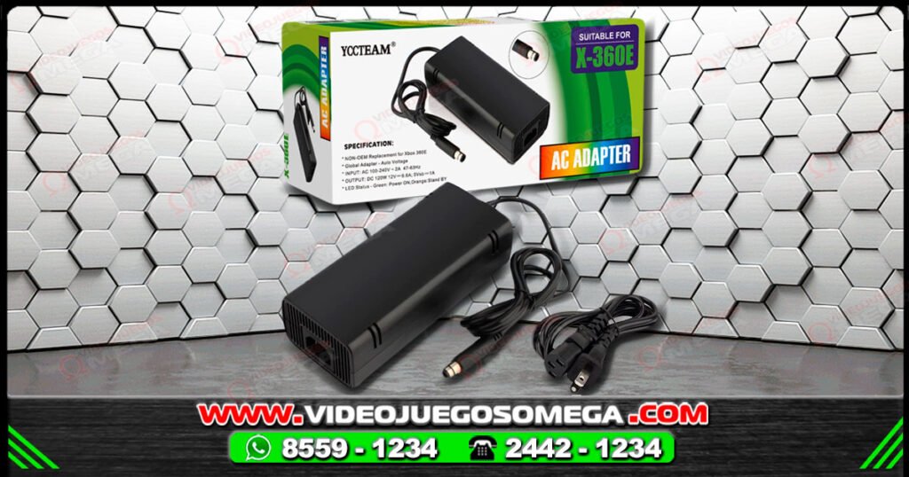 Adaptador de Corriente Xbox 360 E compatible, ideal para uso en Costa Rica