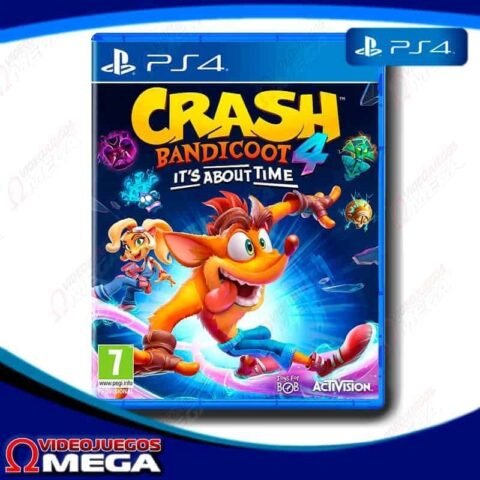 Portada de Crash Bandicoot 4: It's About Time para PS4, mostrando a Crash y Coco en acción.