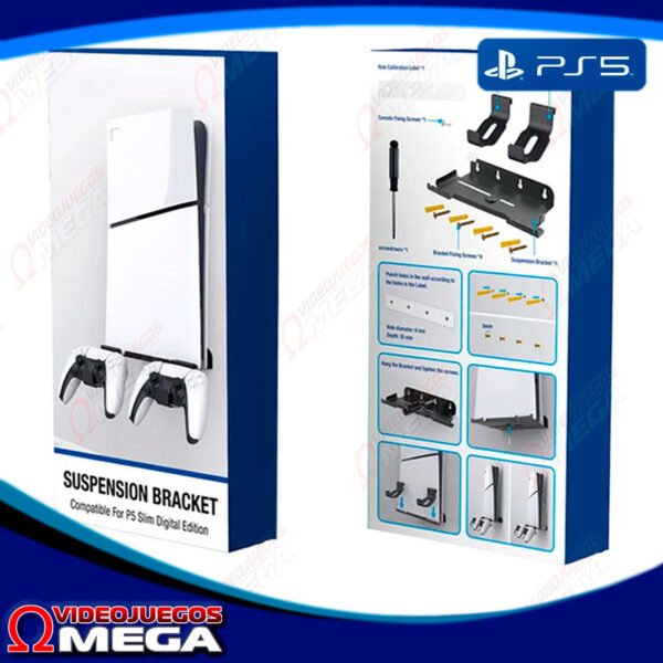 Soporte Vertical de Pared para PS5 Slim instalado en una pared