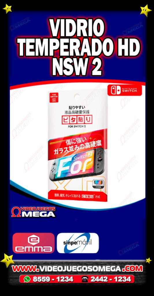 Vidrio temperado para Nintendo Switch 2 con alta resistencia y claridad
