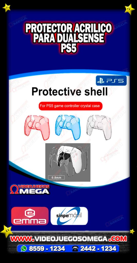 Funda acrílica para control PS5 DualSense – Transparente y resistente – Costa Rica