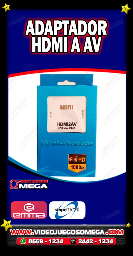 Convertidor HDMI a AV 1080p disponible en Costa Rica – Videojuegos Omega