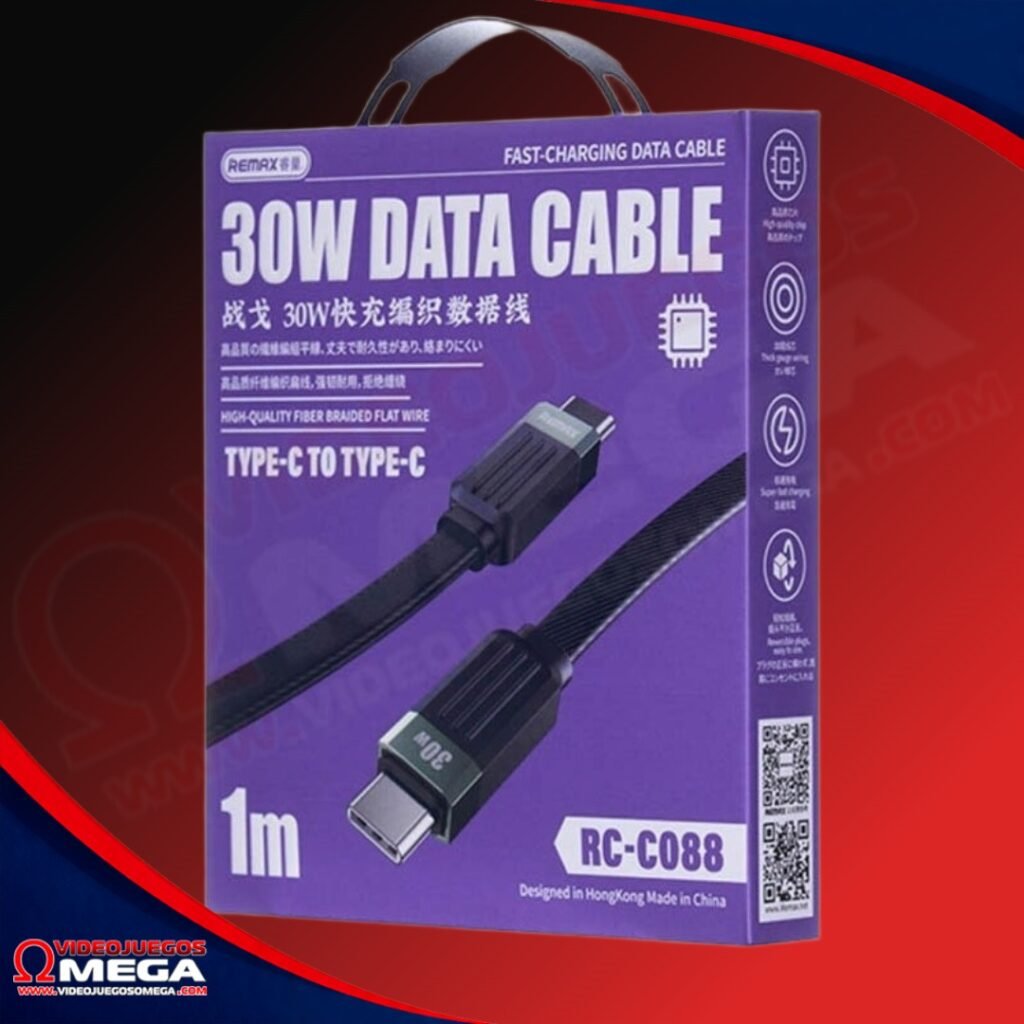 Cable USB C a USB-C Remax 30W RC-C088 para carga rápida en Costa Rica