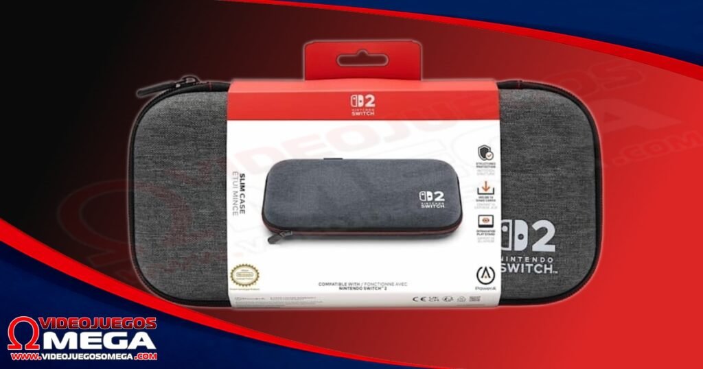 Estuche rígido gris para Nintendo Switch 2 frente