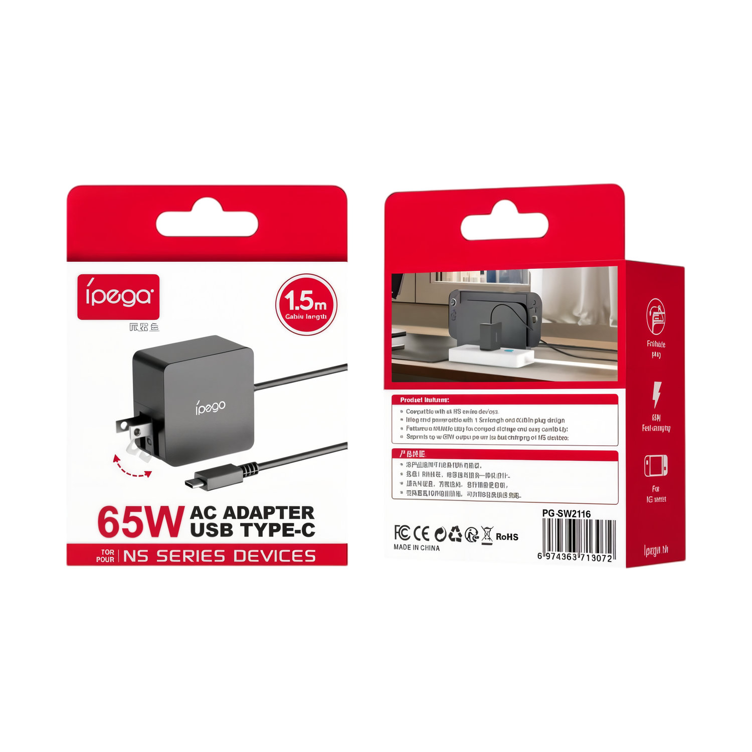 Adaptador de Corriente iPega 65W Nintendo Switch
