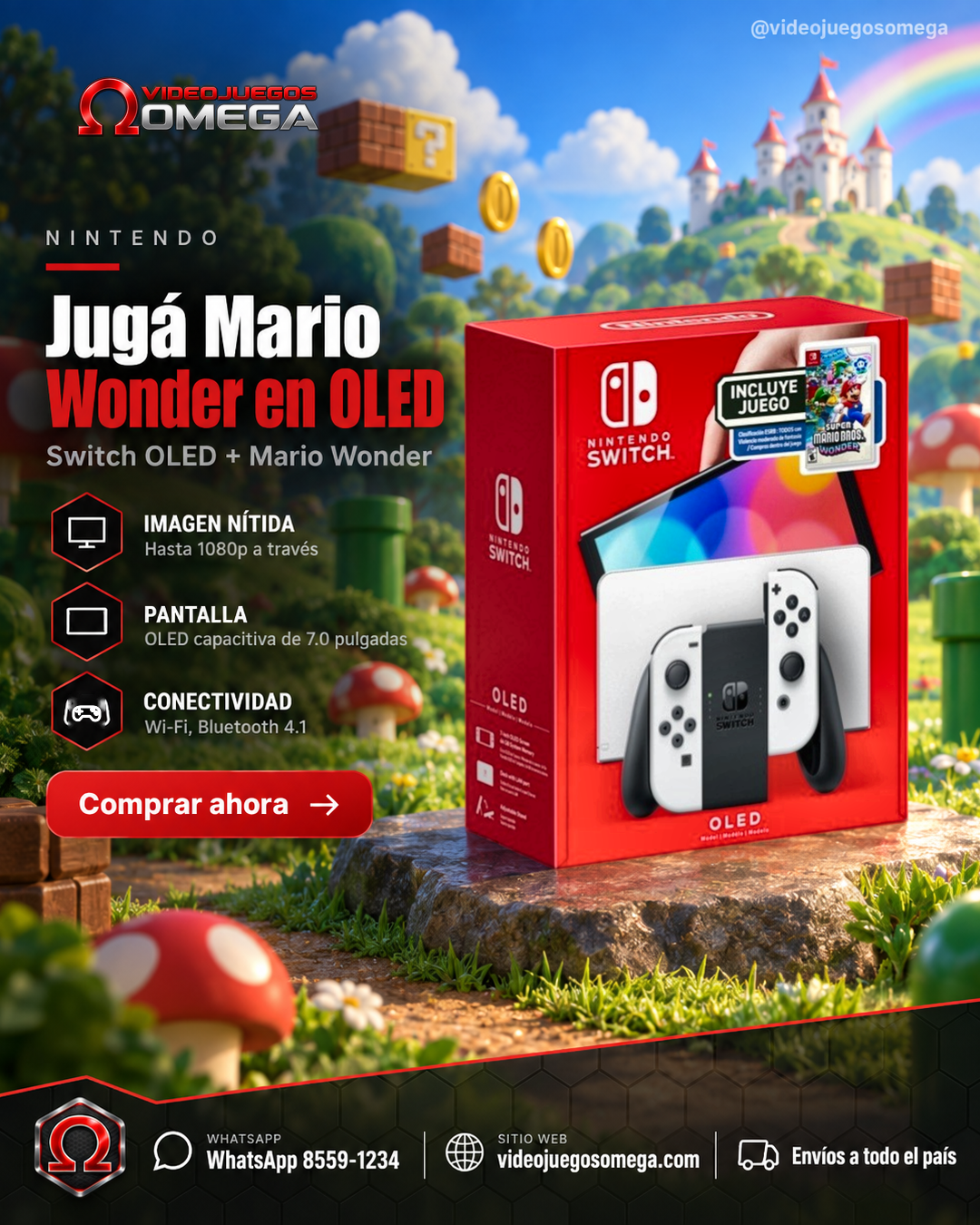 Consola Nintendo Switch OLED + Juego Mario Wonder Consola Nintendo Switch OLED + Juego Mario Wonder