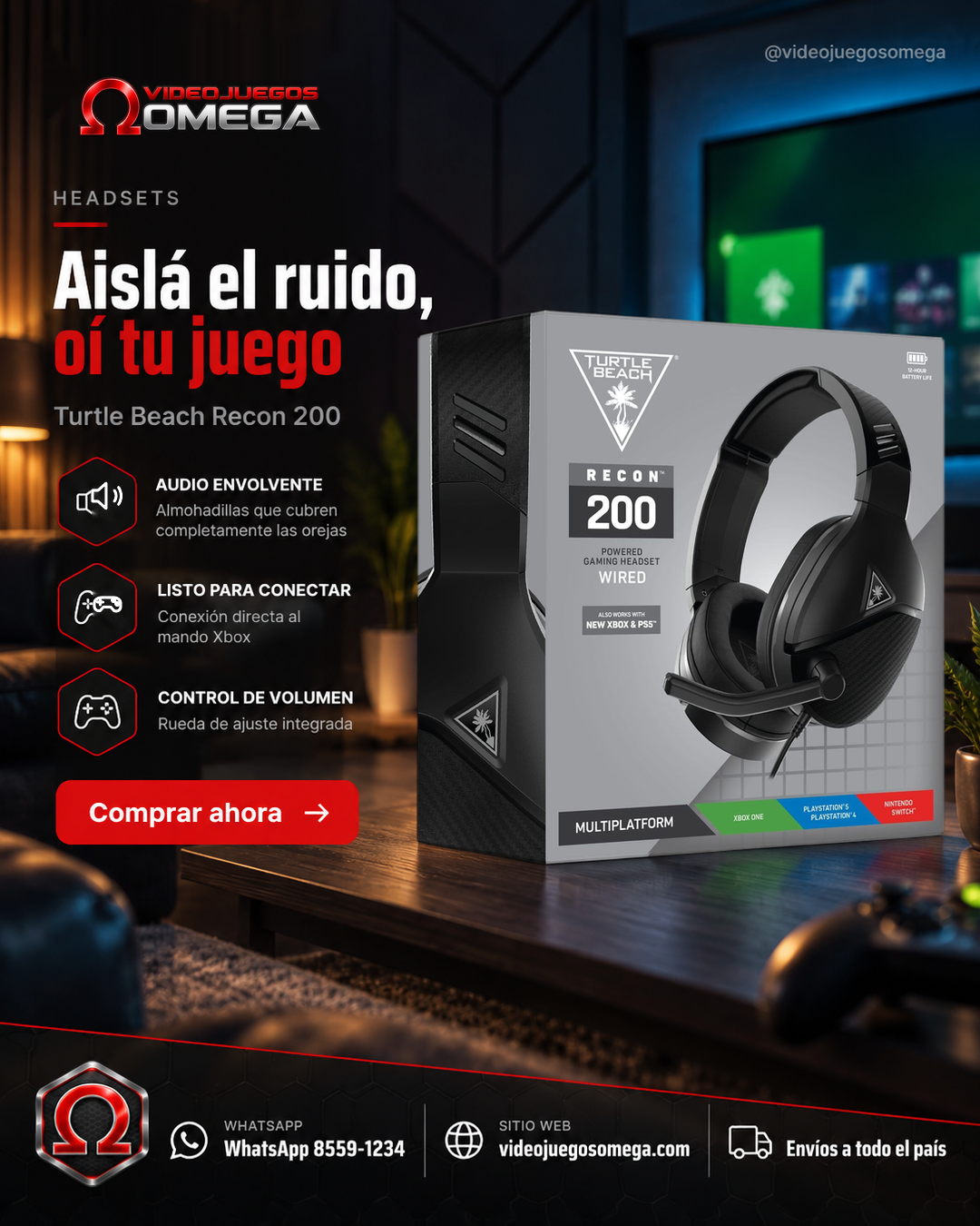 HeadSet Turtle Beach Recon Microsoft 200 Negro
