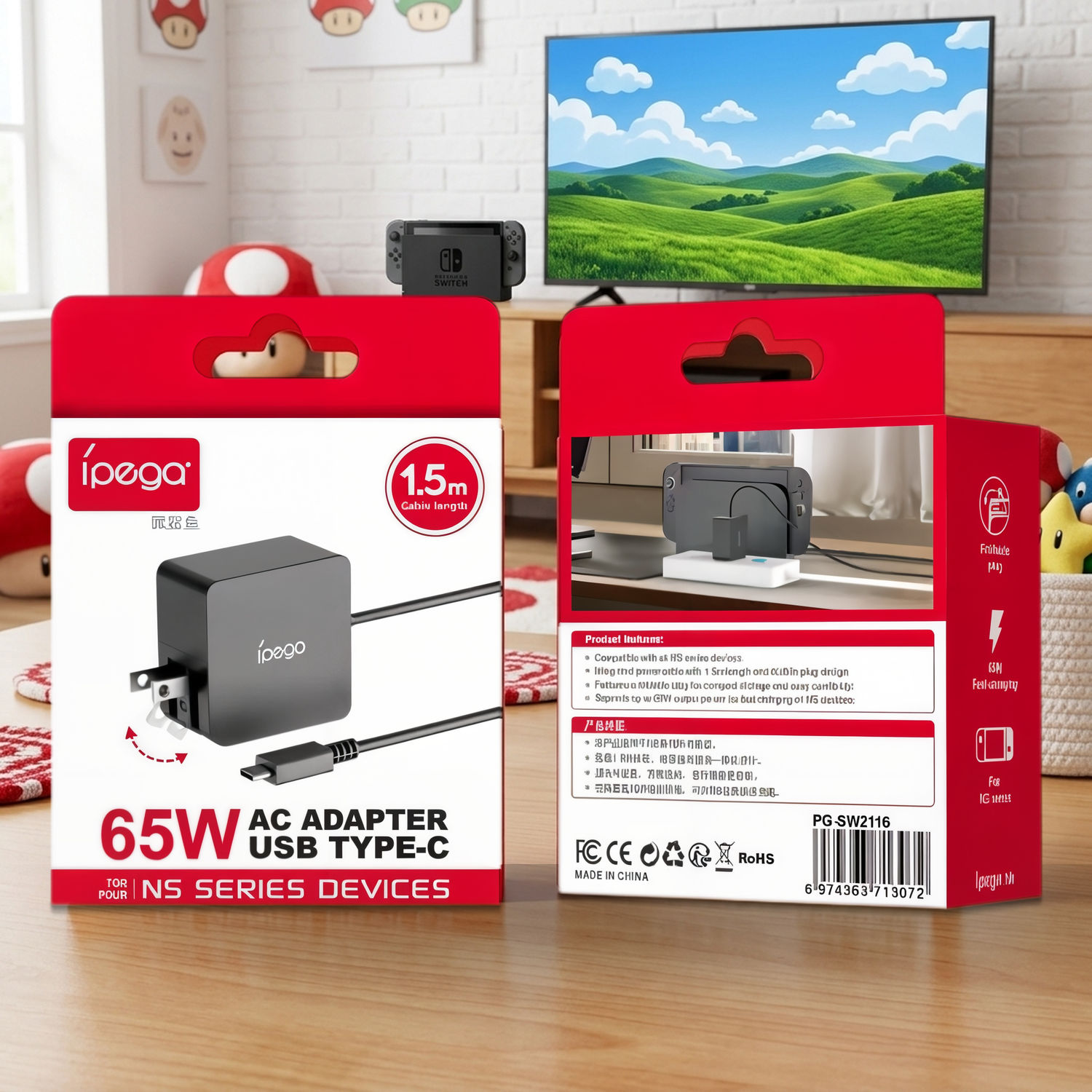 Adaptador de Corriente iPega 65W Para Nintendo Switch | Costa Rica